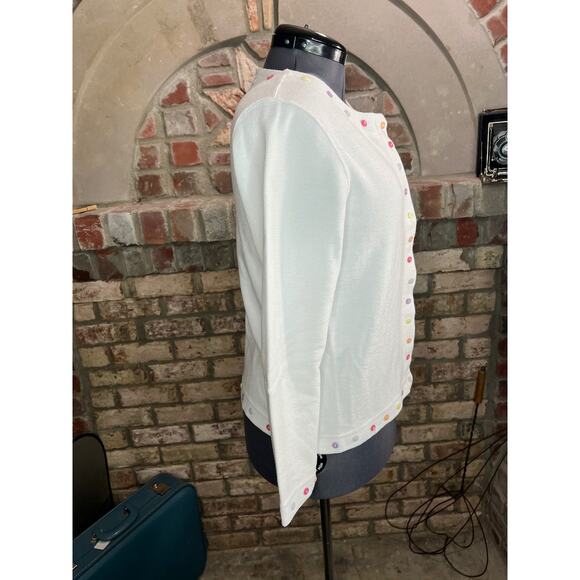 cardigan sweater pastel button detail white pink purple yellow - Picture 6 of 10